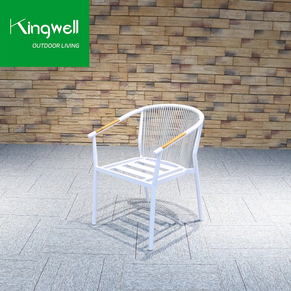 Wholesale outdoor aluminum furniture extendable dining set garden restaurant metal patio dining table and rope 6 chairs set