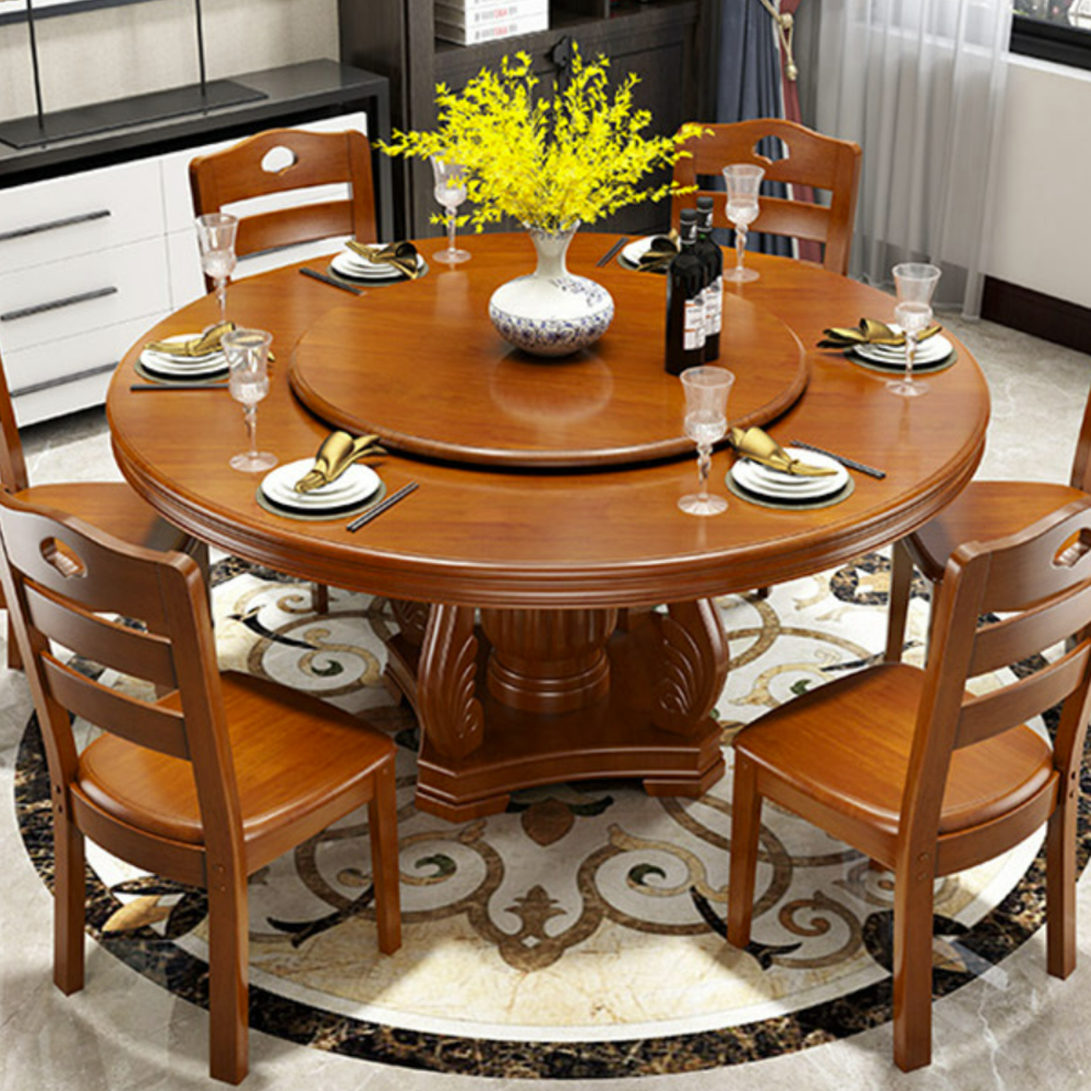 Modern Round Household Solid Wood Dining Tables And Chairs bjflamingo round table with turntable