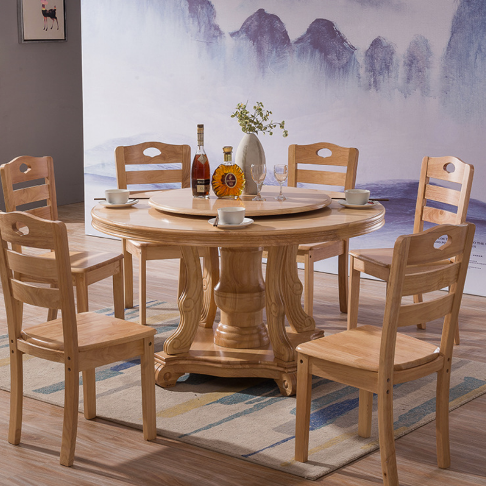 Modern Round Household Solid Wood Dining Tables And Chairs bjflamingo round table with turntable