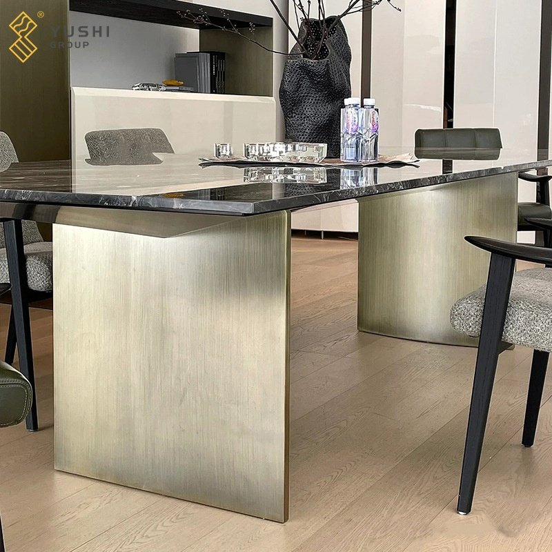 Yushi Group Stainless Steel 4-6 Seater Restaurant Tables Dining Table Set Venetian Brown Tables For Sale Used
