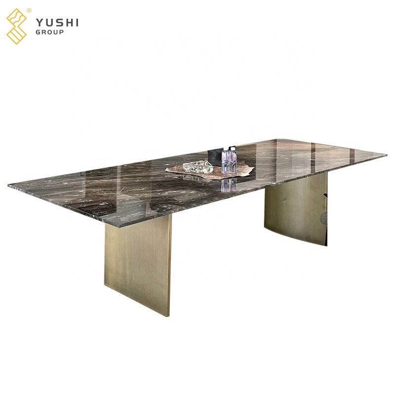 Yushi Group Stainless Steel 4-6 Seater Restaurant Tables Dining Table Set Venetian Brown Tables For Sale Used