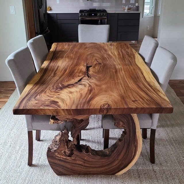 Luxury Factory Price Wooden Furniture Live Edge Solid Walnut Wood Slab Restaurant Dining Kitchen Table Top