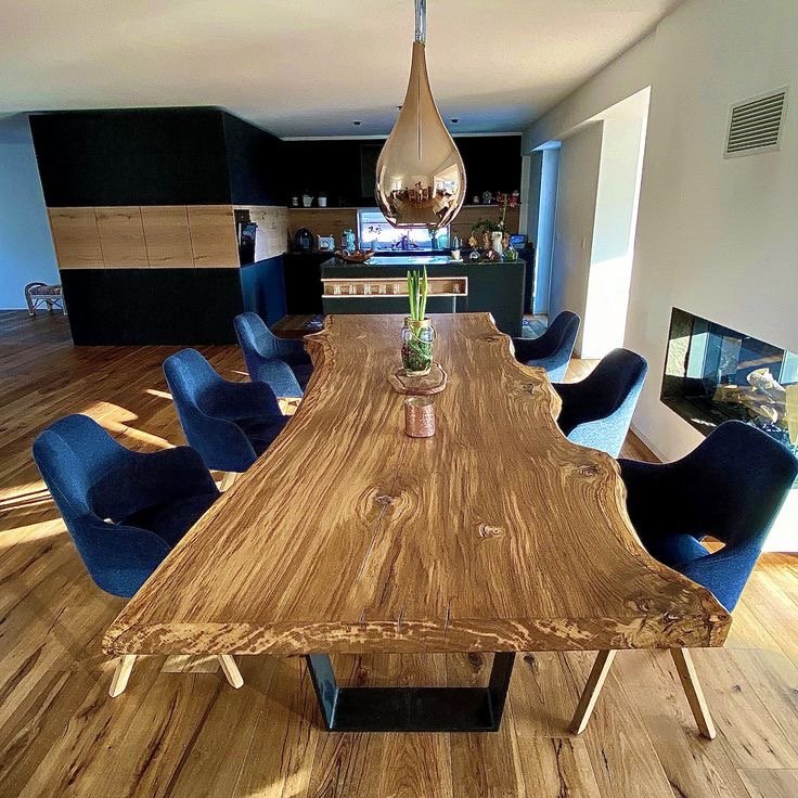 Luxury Factory Price Wooden Furniture Live Edge Solid Walnut Wood Slab Restaurant Dining Kitchen Table Top