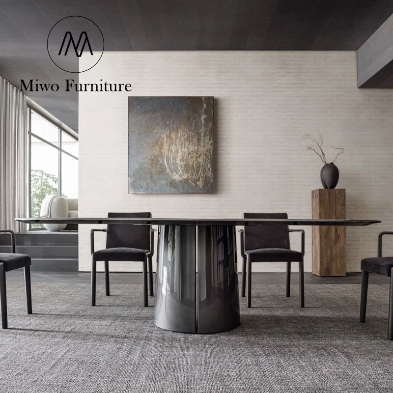 Rectangle Dining Table Chair Set Dining Room Furniture Customization Milan Design 6 8 10 for Seater Wooden Modern Luxury Italy