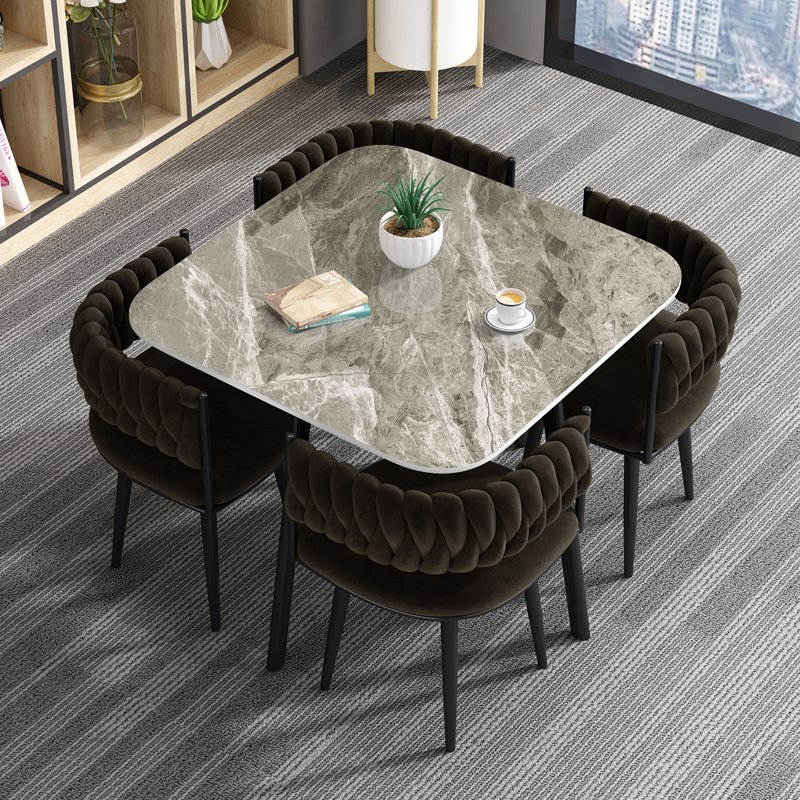 Modern Nordic Furniture Coffee Negotiation Table and Chair Set Marble Top Office Table Chairs Set Square Dining Table And Chairs