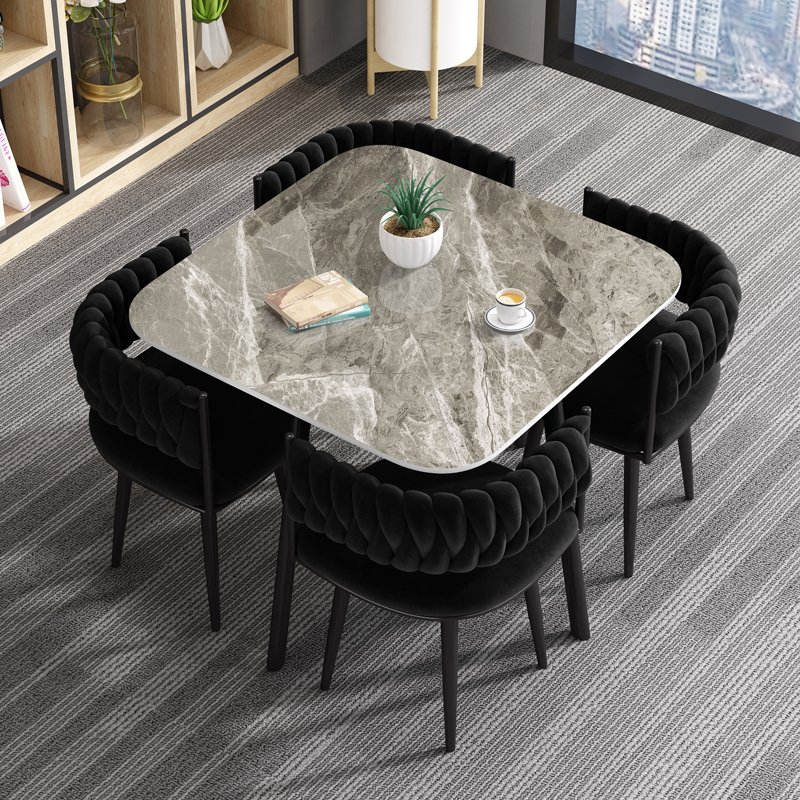 Modern Nordic Furniture Coffee Negotiation Table and Chair Set Marble Top Office Table Chairs Set Square Dining Table And Chairs