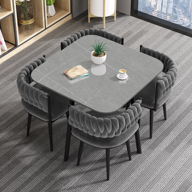 Modern Nordic Furniture Coffee Negotiation Table and Chair Set Marble Top Office Table Chairs Set Square Dining Table And Chairs