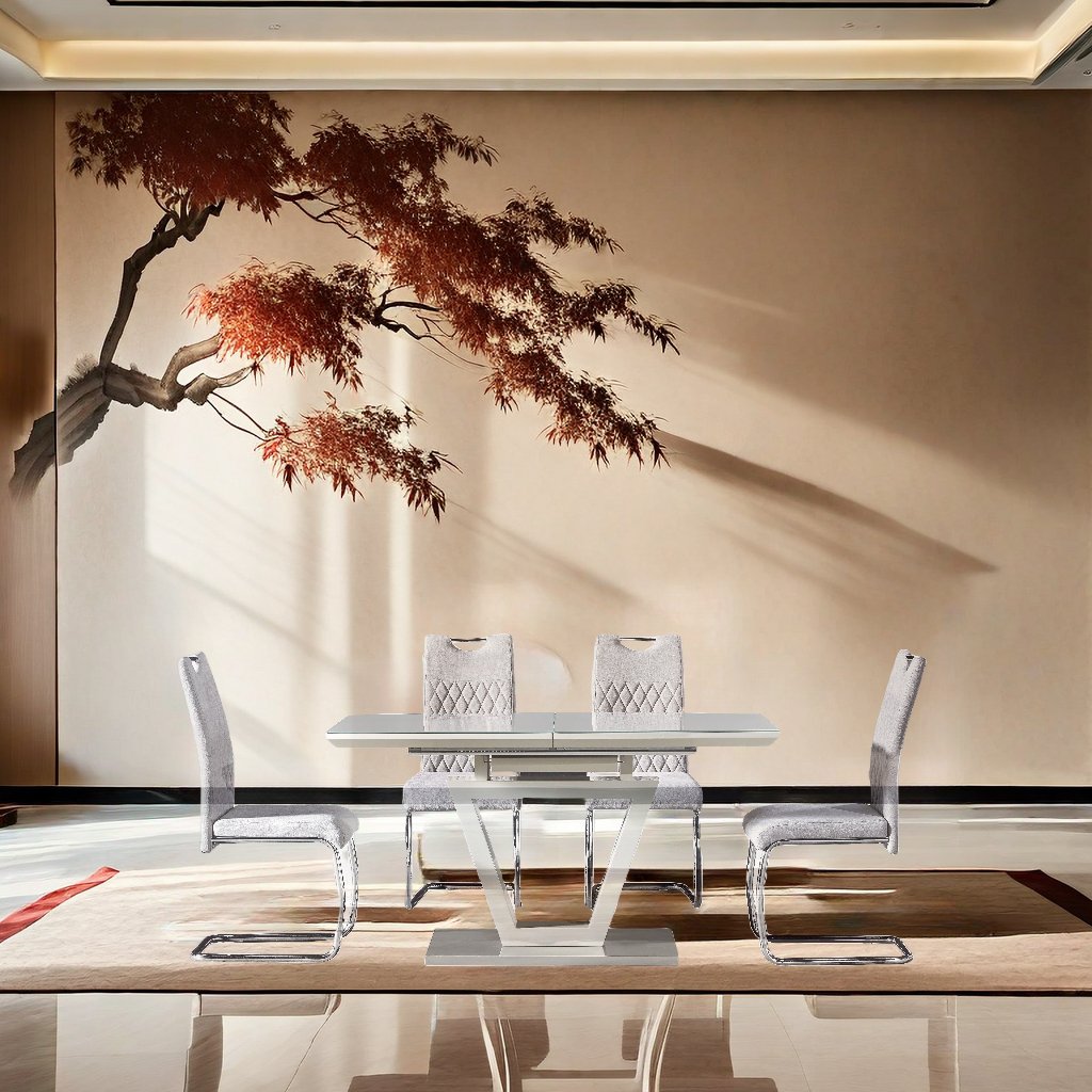 Modern Dining Room Home Furniture Table With Base Dining Chair Light Luxury wooden Top Dining Room Sets