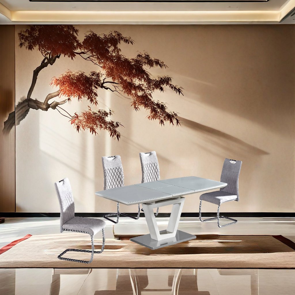 Modern Dining Room Home Furniture Table With Base Dining Chair Light Luxury wooden Top Dining Room Sets