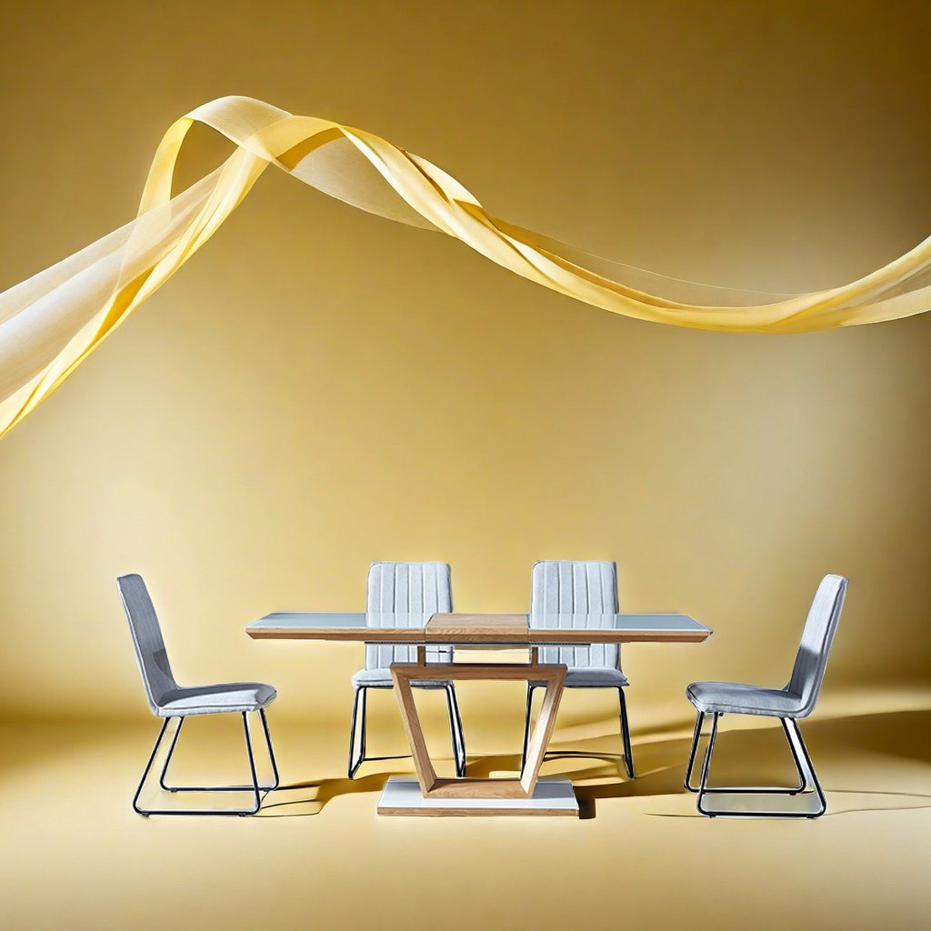 Modern Dining Room Home Furniture Table With Base Dining Chair Light Luxury wooden Top Dining Room Sets