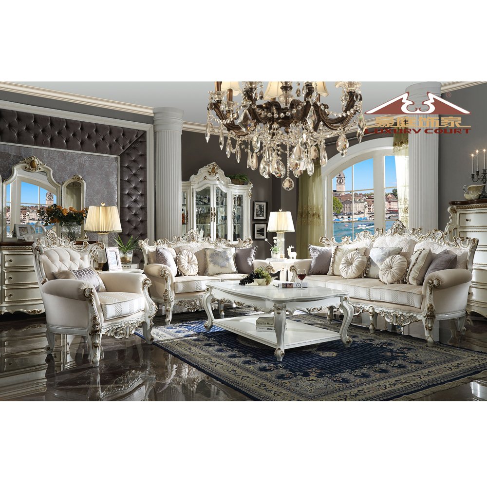 Longhao New Modern luxury Home Furniture Dinning Room Set 4 6 Seater Microfiber Leather Round White Gold Dining Table For Rest