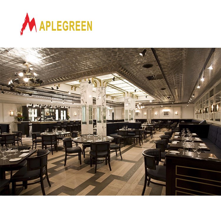 Guangzhou modern hotel restaurant furniture vintage round 6 seater dining table set and dining chair set