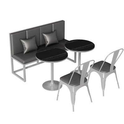 Western restaurant leisure iron sofa booth simple cafe restaurant bar rectangular rock plate dining table and chair combination