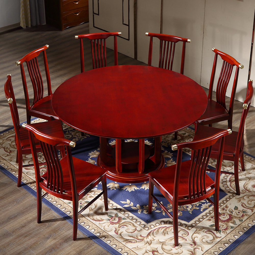 New popular Solid Wood Rotating Dining Table with chairs combination bjflamingo living room furniture set