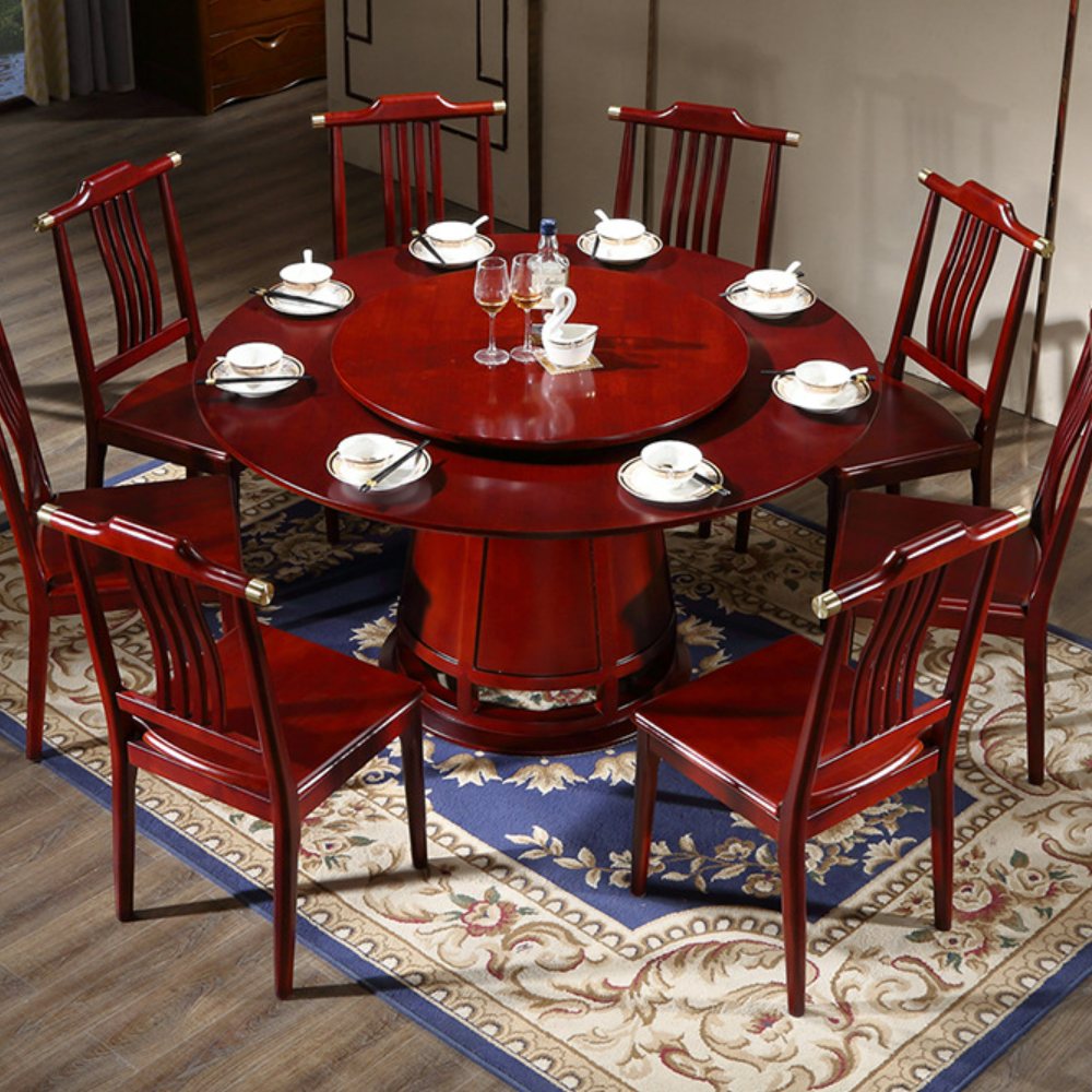 New popular Solid Wood Rotating Dining Table with chairs combination bjflamingo living room furniture set