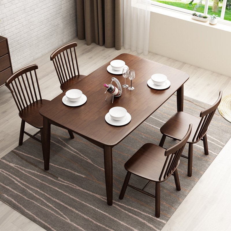 Simple Nordic solid wood small household solid wood dining table Japanese style dining table and chair combination rectangle