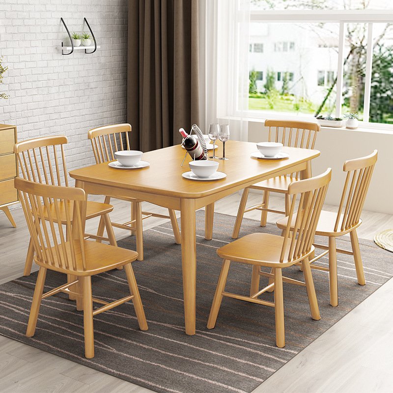 Simple Nordic solid wood small household solid wood dining table Japanese style dining table and chair combination rectangle