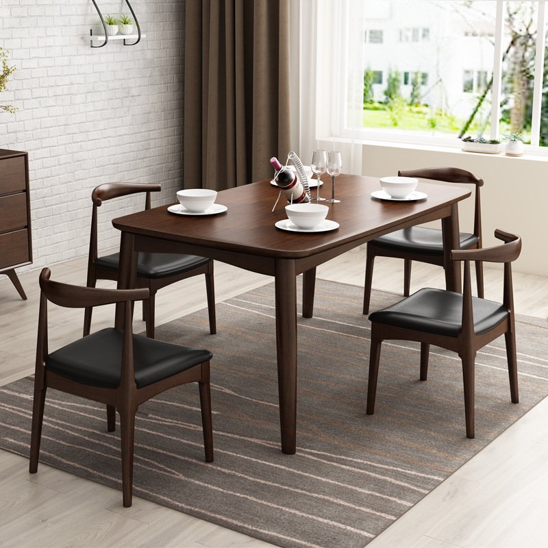 Simple Nordic solid wood small household solid wood dining table Japanese style dining table and chair combination rectangle