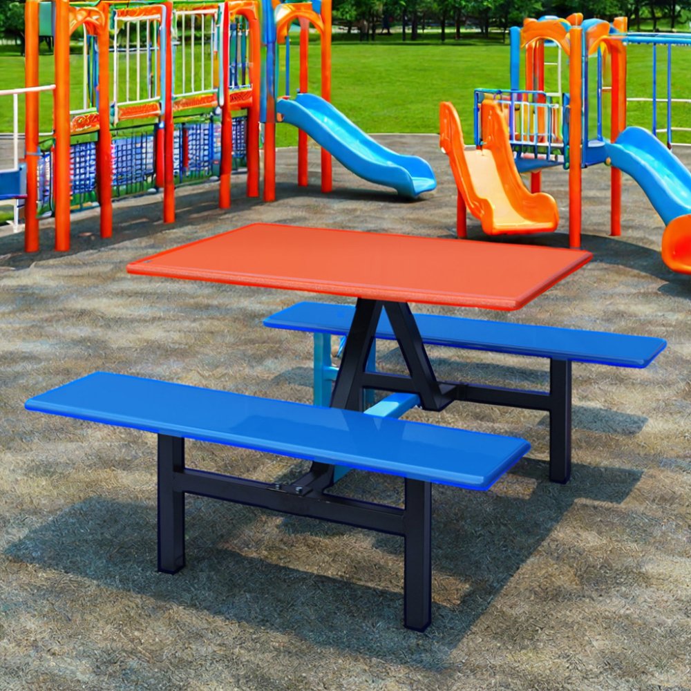 Lower Price 4 Feet Bench Seat Canteen Table Set Bench Seat Style Dining Furniture Canteen Furniture With Various Color