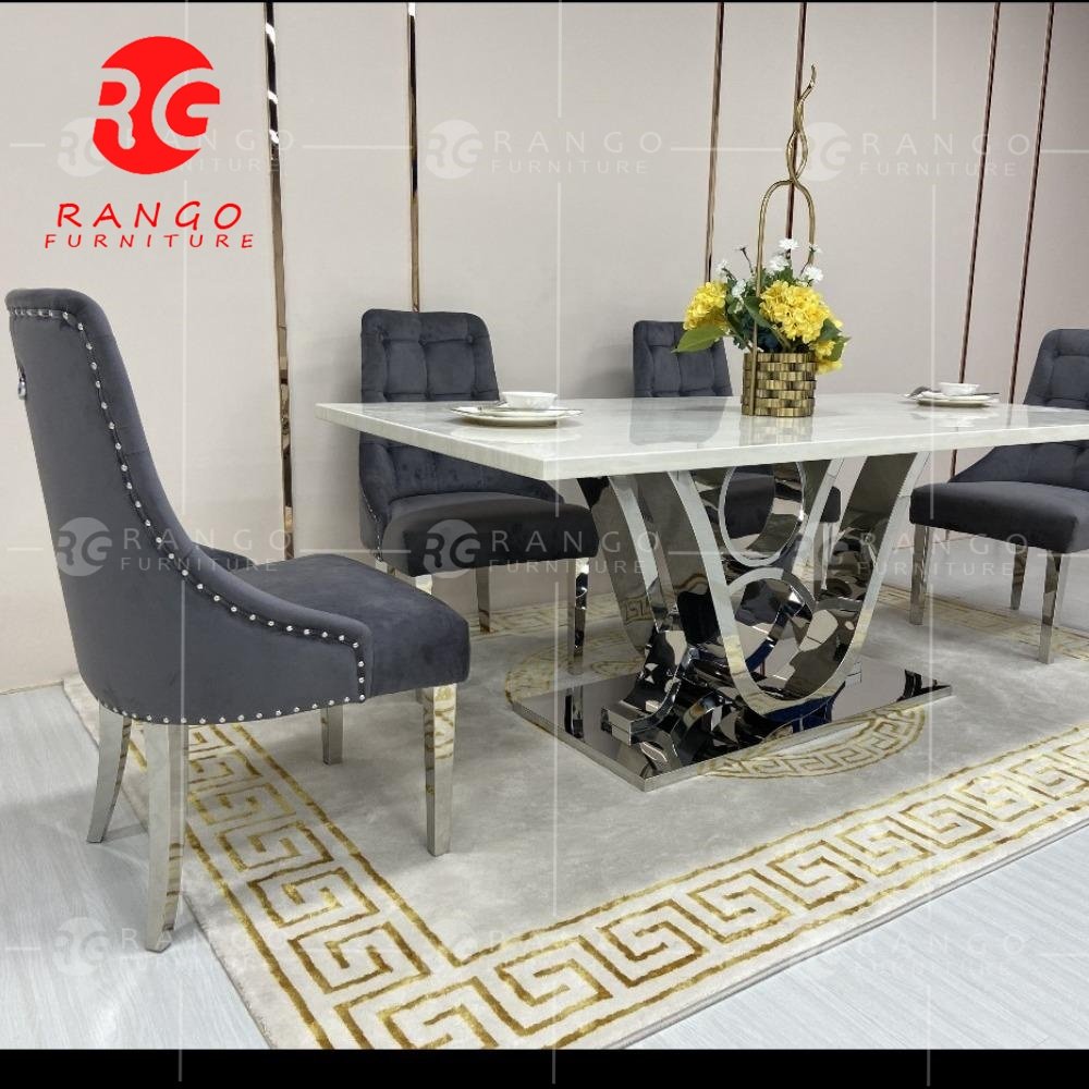 Modern Marble Dining Table Set big discount furniture with hiqh quality stainless steel legs