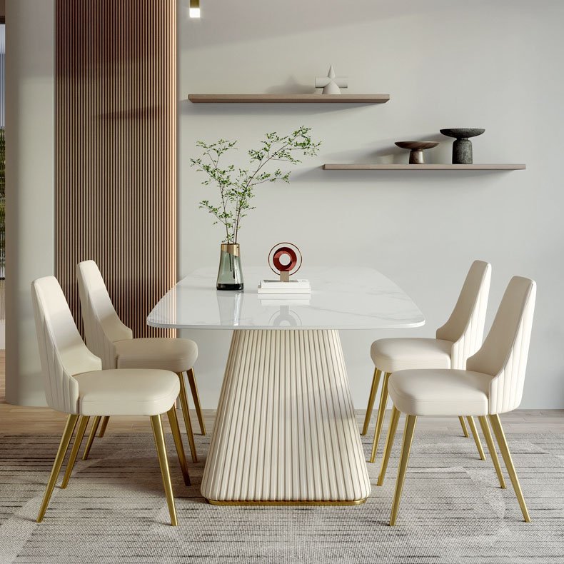Nordic Popularity White Round Dining Table With Rotating Centre