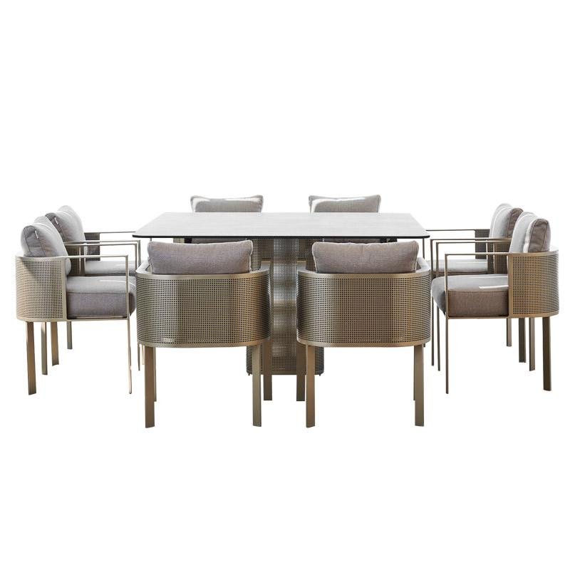 Outdoor Furniture Stainless Steel Contemporary Table And Chair Garden Stainless Steel Dining Table And Chair