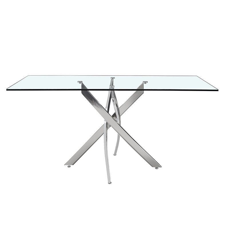 DT-2371 Topwell hot sale modern luxury square glass dining room table 6 seater
