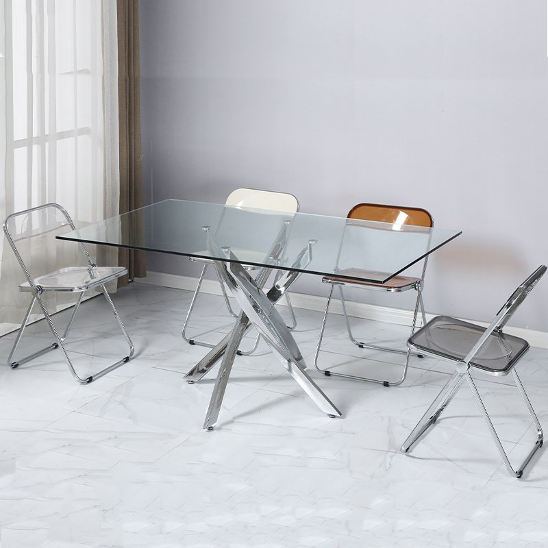 DT-2371 Topwell hot sale modern luxury square glass dining room table 6 seater