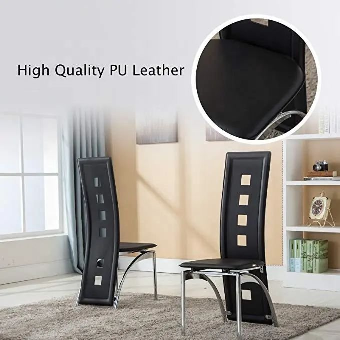Factory Price Heavy Duty Dining Tables Set Leather Chairs Kitchen Furniture Home Furniture Glass Modern Carton Top Table and 4