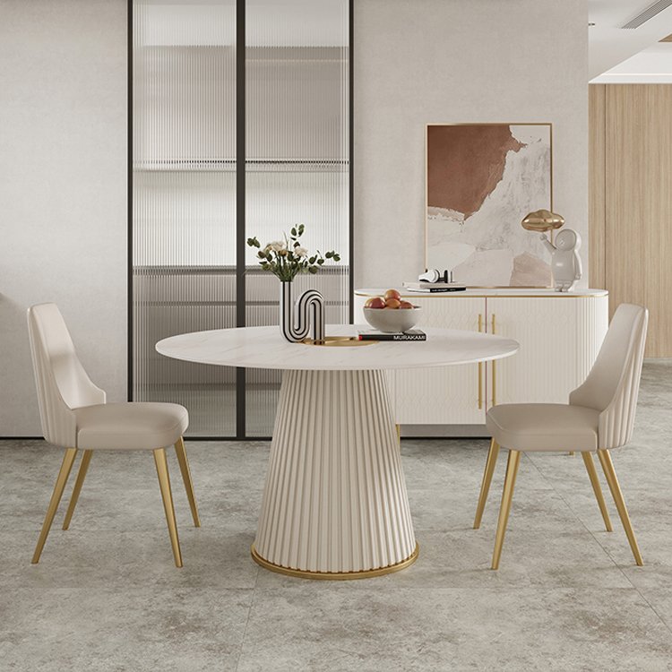 Modern Wooden Large Dinning Table And 4 Chiars Set 6 Seater Dining Room Furniture Full Luxury Round Marble Top Dining Table