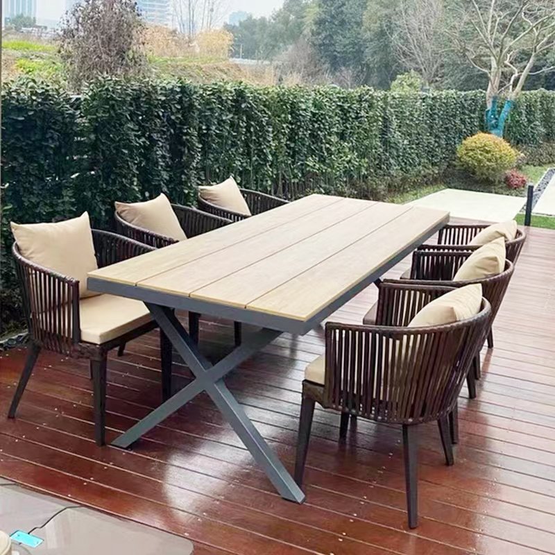 Luxury Outdoor Furniture Rope Wood Outdoor Dining Table And Chair Wood Outdoor Table Garden Furniture Dining Set