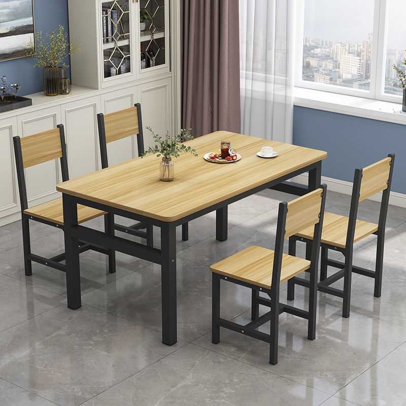 Metal And MDF Playwood Wooden Furniture Table And 4 Chairs Type Dining Room Furniture Dining Table Set For Restaurant
