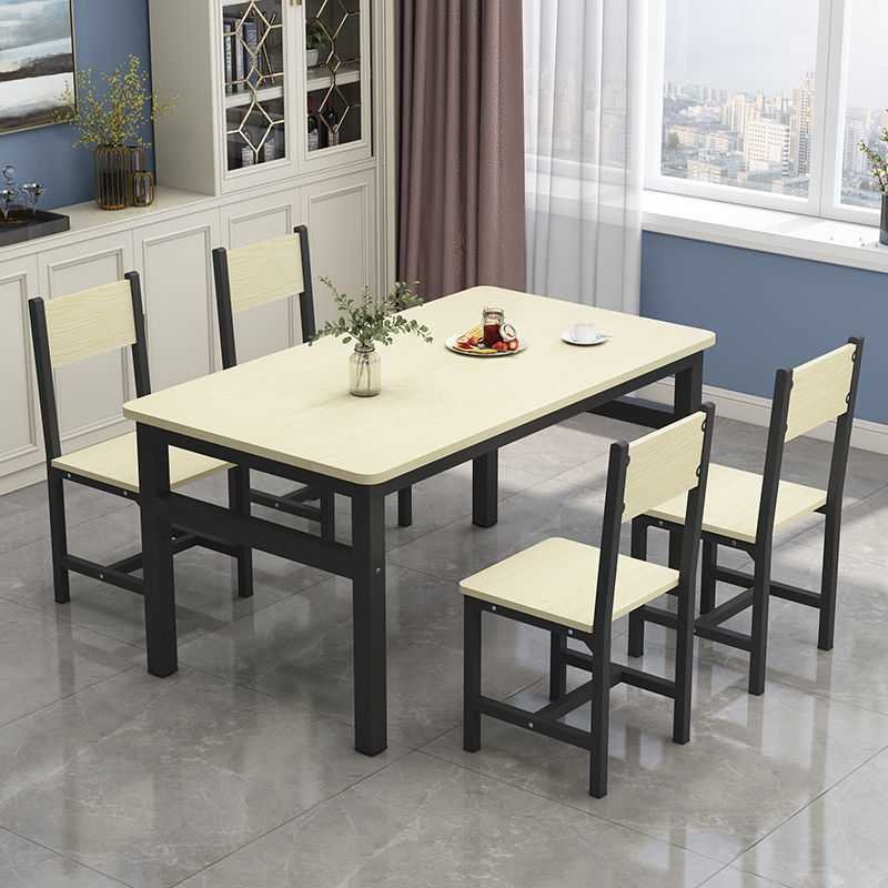 Metal And MDF Playwood Wooden Furniture Table And 4 Chairs Type Dining Room Furniture Dining Table Set For Restaurant