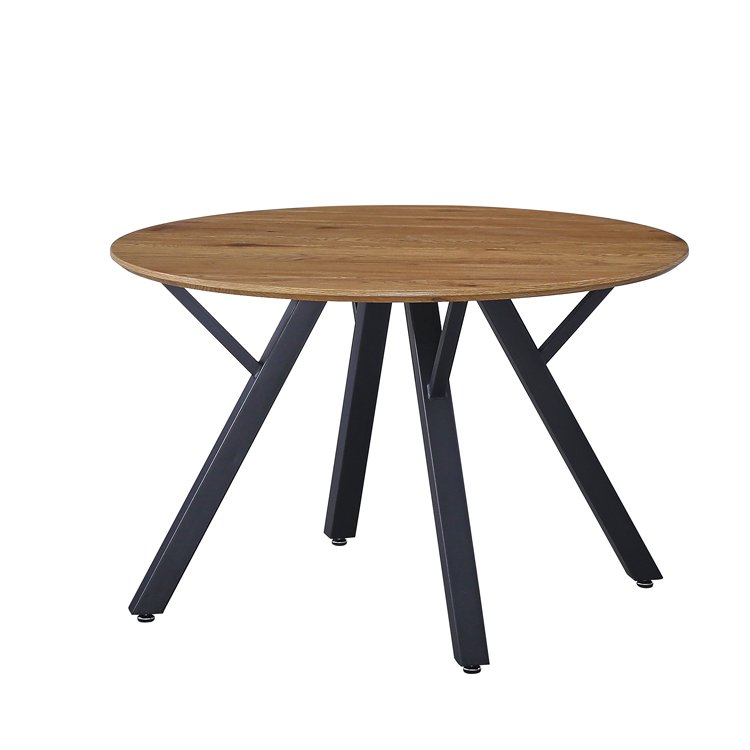 factory supplied restaurant space saving iron legs minimalist small round wooden mdf dining table