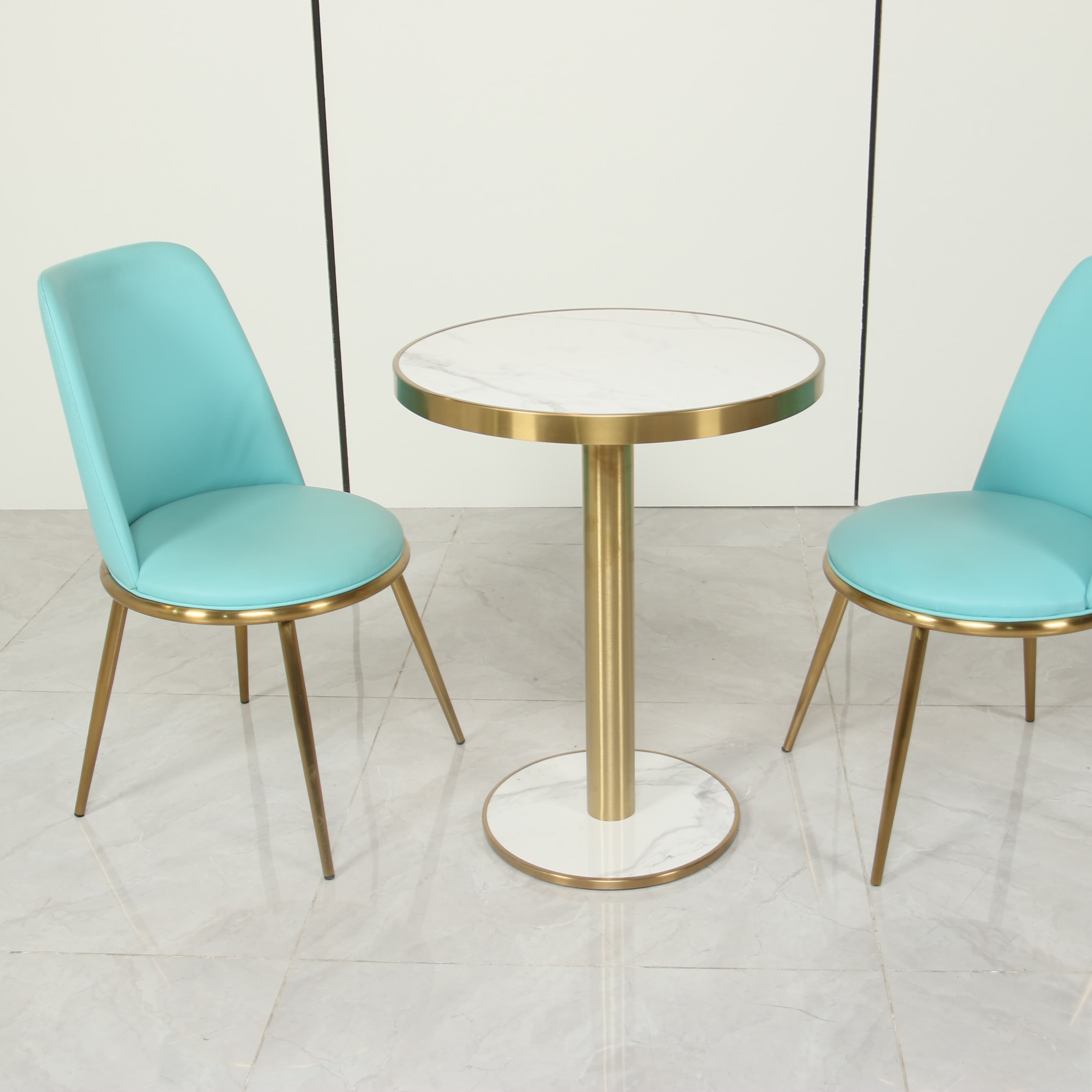 Restaurant Table and Chair Cafe Round Marble Table Leather Chair Restaurant Dining Tables and Chairs