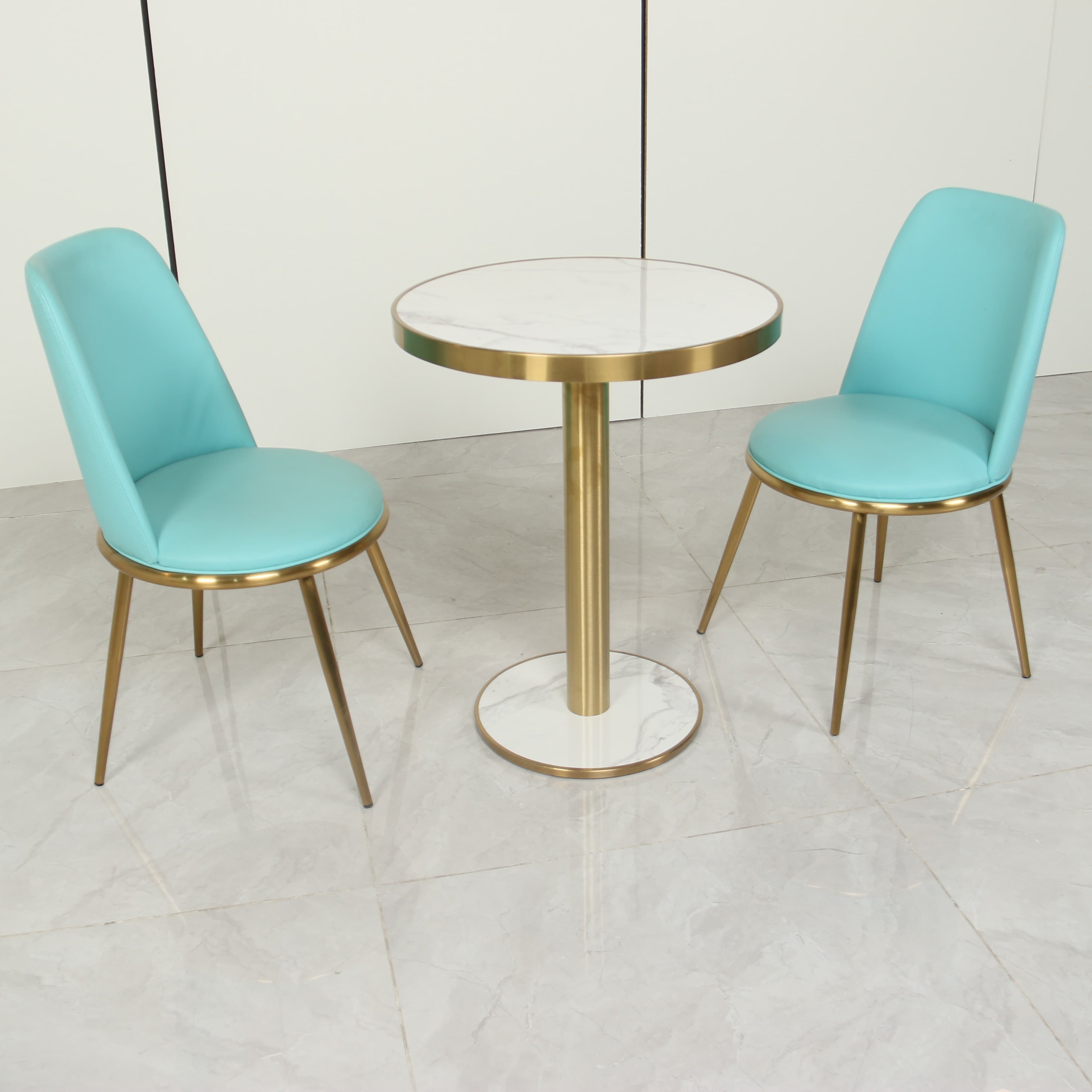 Restaurant Table and Chair Cafe Round Marble Table Leather Chair Restaurant Dining Tables and Chairs