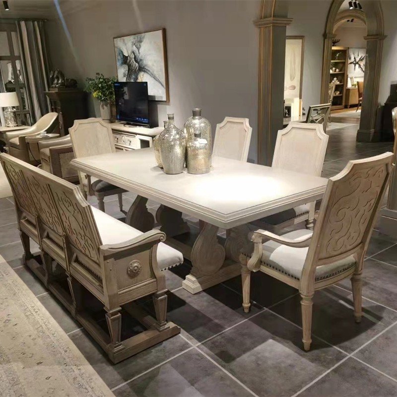 Factory custom American real wood retro do old restaurant dining tables and chairs