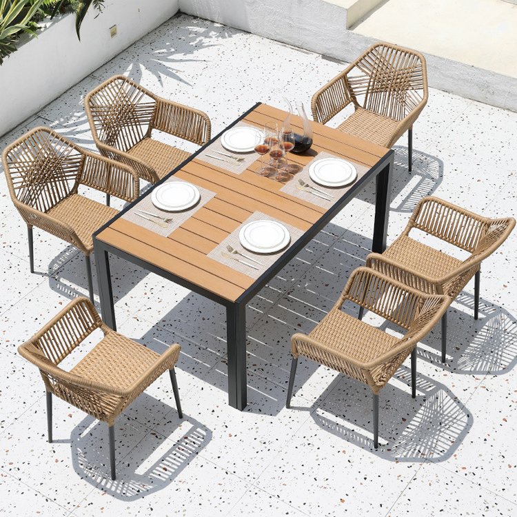 Garden patio outdoor furniture manufacturer rattan dining table and chair set