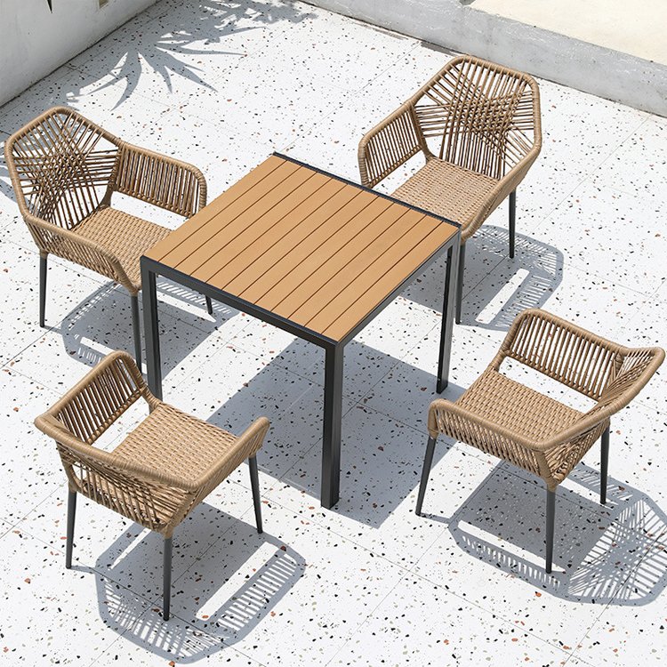 Garden patio outdoor furniture manufacturer rattan dining table and chair set