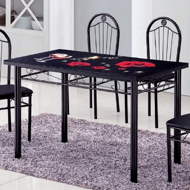 Iron metal dining furniture 4 chairs 6 chairs dining table for dining room set factory directly sale
