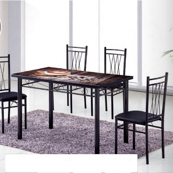 Iron metal dining furniture 4 chairs 6 chairs dining table for dining room set factory directly sale