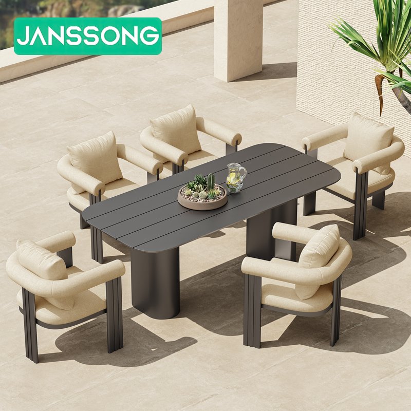 Outdoor Dining Set Aluminum Table and Chairs Patio Furniture Hotel Outdoor Dining Table Set Garden Furniture Poolside Furniture