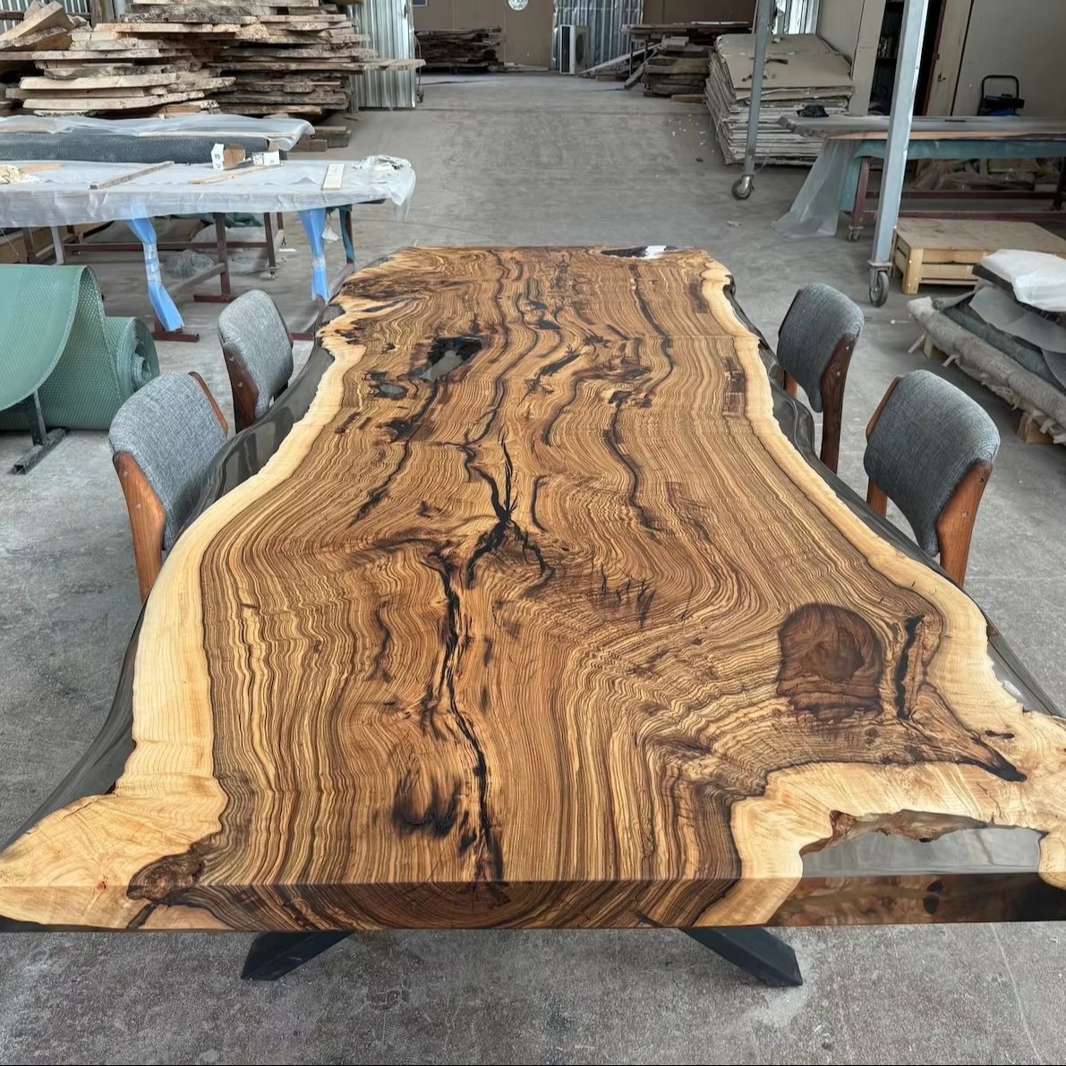 Luxury Dining Table Collection Natural Antic Epoxy Resin Wood for Kitchen and Dining Room from Premium Furniture Store