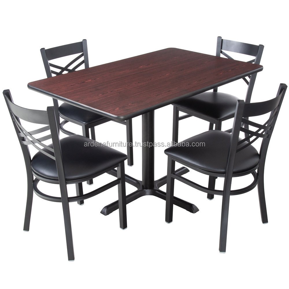 Restaurant Sets Modern Comfortable Black Cross Back Chair Set with Standard Height Dining Table for Cafe Hotel and Bar Use