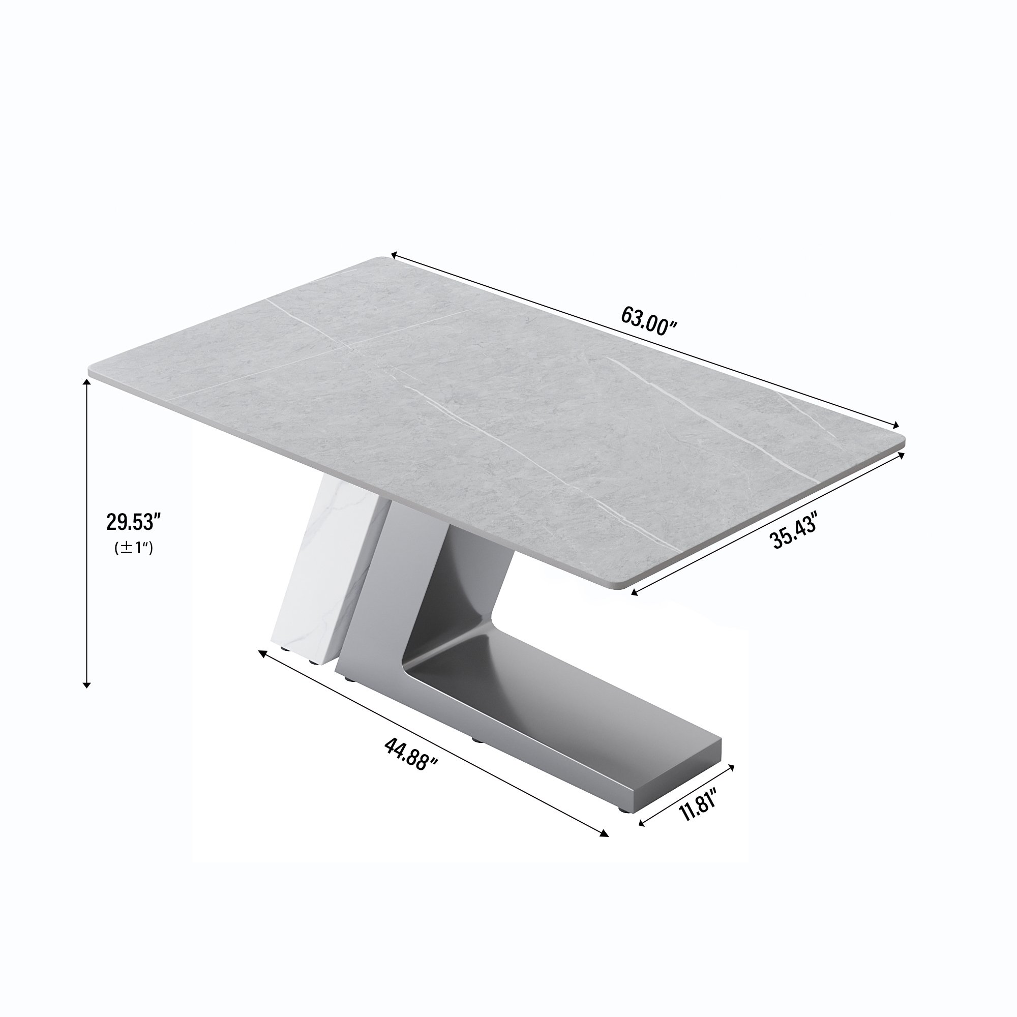Modern Matte White Dining Table Sintered Stone Rectangle Dining Table Carbon Steel Pedestal