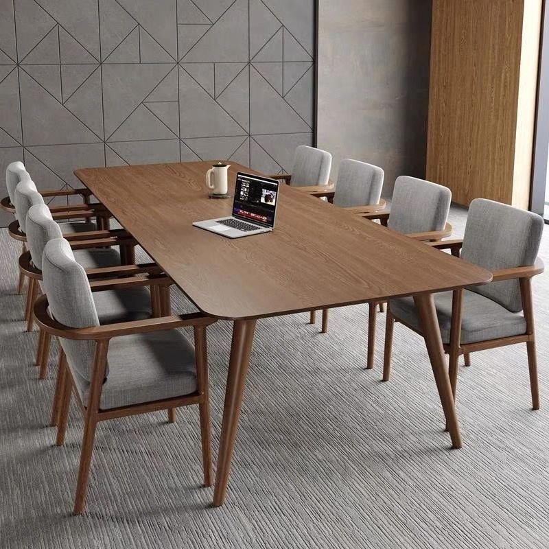 Solid wood dining table Meeting desk Rectangular log multi-person seating cheap solid wood