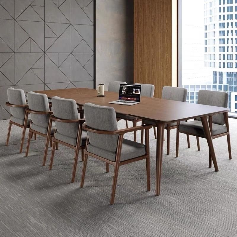 Solid wood dining table Meeting desk Rectangular log multi-person seating cheap solid wood