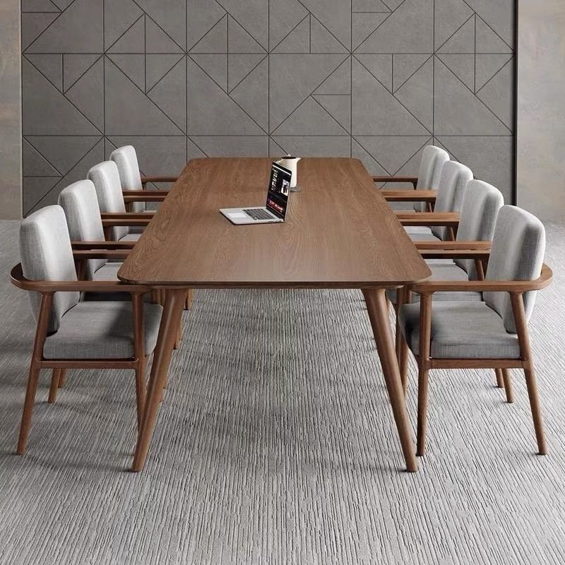 Solid wood dining table Meeting desk Rectangular log multi-person seating cheap solid wood