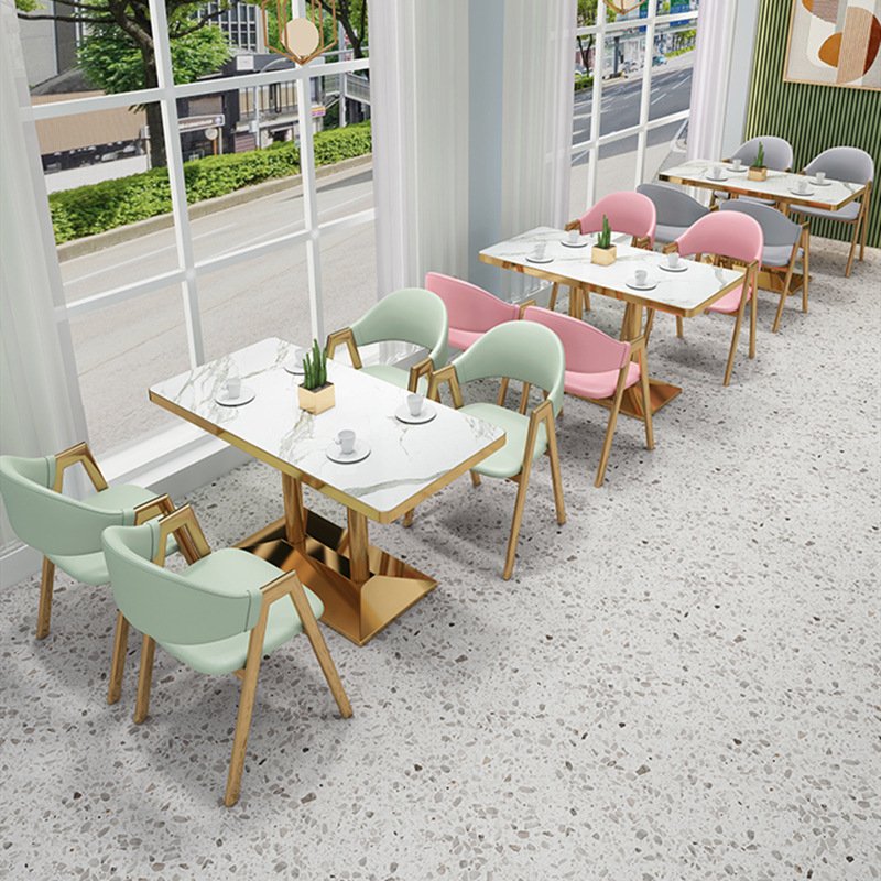 Restaurant set cafe table imitation marble small round square table dessert shop dining table chair combination