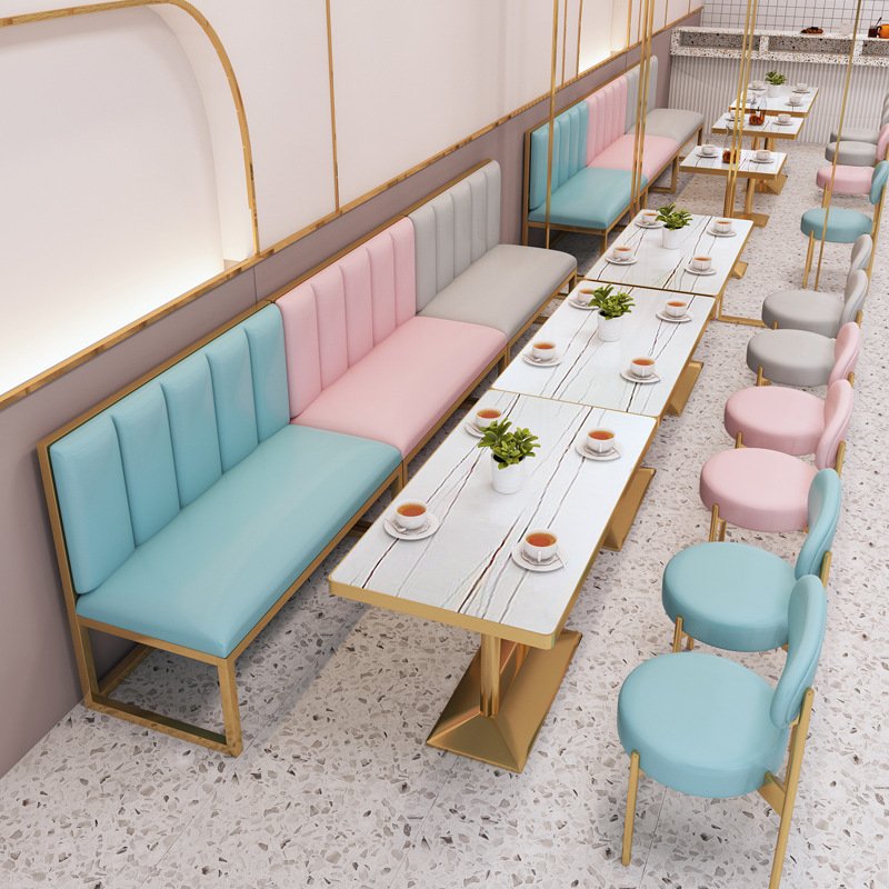 Restaurant set cafe table imitation marble small round square table dessert shop dining table chair combination